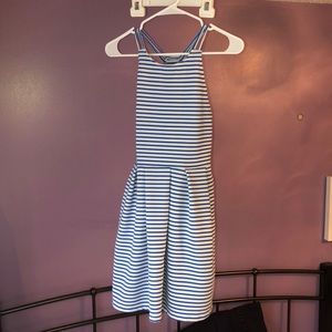 Blue and white striped dress